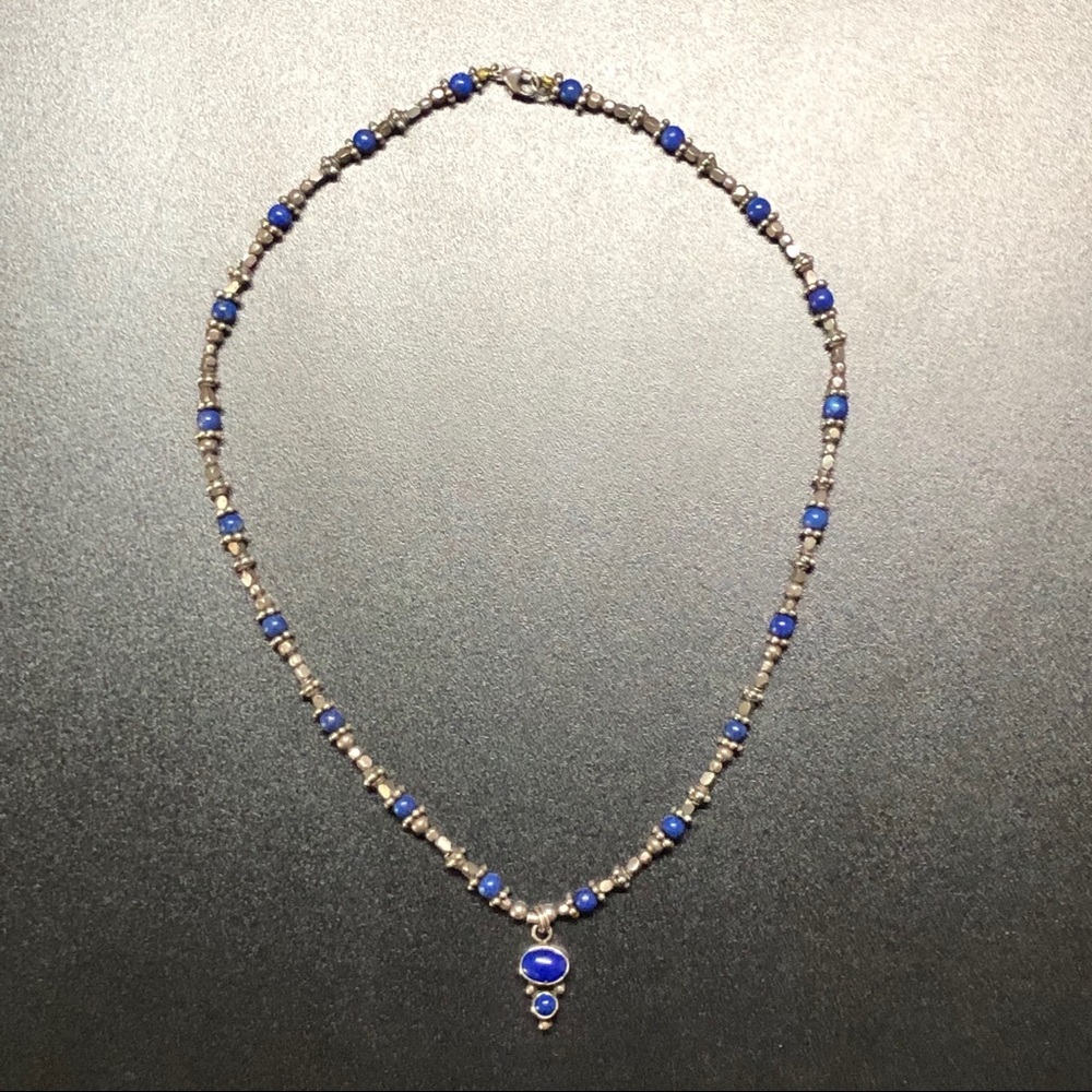 Lapis and Silver Beaded Necklace